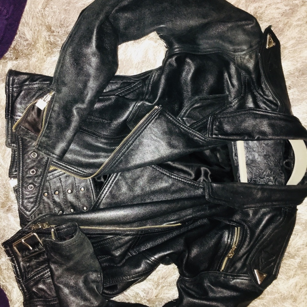 RARE vintage Express leather moto jacket